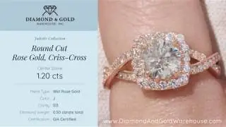 1.03 ct Round Cut Rose Gold Criss-Cross Engagement Ring
