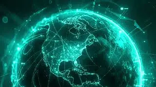 Cyan Futuristic Digital Globe of Earth with Glowing Dat | Free Video | MD Animated Background