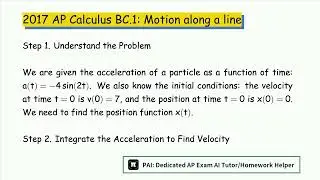 2018 AP Calculus BC.1: Motion along a line