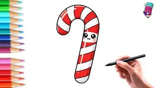 How to Draw a Cute Christmas Candy Cane | Easy Holiday Drawing for Kids (Cutie Draw Academy)
