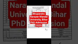 🔥BNMU Bihar PhD Admission Update🔥 #shorts #bnmu #phdadmissions #latestphdform #phdentranceexam #phd