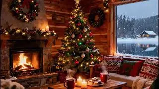 Cozy Winter Cafe Ambience ☕ Snowfall Outside, Soft Jazz Instrumental for Relax & Focus