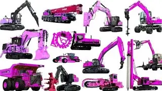 Various kind of construction heavy equipment, rake, grader, dump truck, grapple, excavator, riper
