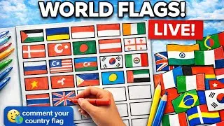 Drawing World Flags LIVE 🌍✏️ | Comment Your Country & I&rsquo;ll Draw It!