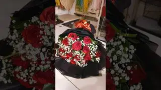 how to make flower bouquet black paper wrapping#red rose flower bouquet #foreverroses  #Rose bouquet
