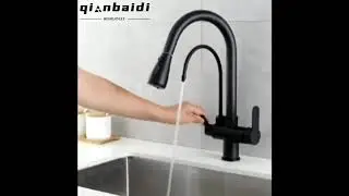 Kitchen  Faucet with Pull Down Sprayer 2 Handle 3 in 1 Water Filter Purifier Faucets Brushed Nickel