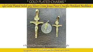 14k Gold Plated Solid 925 Silver Cross Jesus Piece Crucifix Pendant Necklace