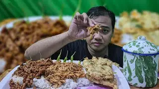 NASI TAMBAH AYAM SUWIR , OREG TEMPE , BAKWAN , MAKANAN KULINER INDONESIA