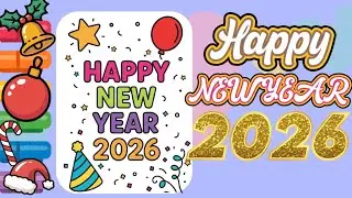 How to Draw Happy New Year 2026 | Easy Coloring Tutorial for Beginners