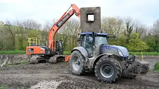 Emptying the Slurry Lagoon with Hitachi Excavators and five New Holland T7s & Shelbourne Reynolds