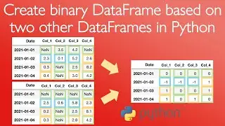 Create binary DataFrame based on conditions and two DataFrames