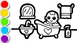 Baby Bathroom Drawing, Painting & Coloring For Kids and Toddlers_ Child Art