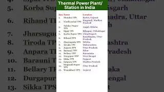 Thermal Power Plant / Station in India। List of thermal Power Plants in India #shortsfeed #shorts