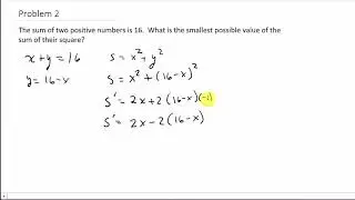 Optimization: Find Two Numbers Whose Sum of Squares is a Minimum