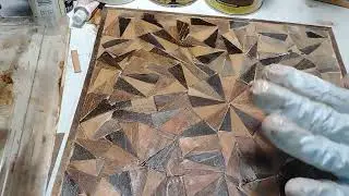 MINI PARQUET FLOOR Installation and Faux Copper Ceiling- ROOMING HOUSE DOLLHOUSE MUSIC ROOM