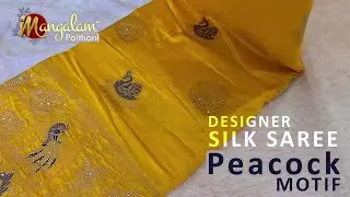 Traditional Peacock Motif Silk Saree | Stone Work Saree with Designer Pallu 💃 #designersaree