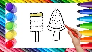 How To Draw cute Ice Cream Drawing, Painting & Coloring For Kids and Toddlers_🌈🎨 🐋