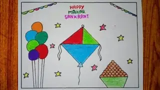 Very Nice Happy Makar Sankranti || Drawing Colourfull Art || Viralvideo || Easy Biutiful Video 