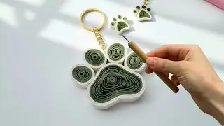 DIY Paper Quilling Paw Keychain 🐾 | Easy & Creative Step-by-Step Tutorial for a Cute Cat/Dog Paw