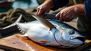 Live on monday morning at the traditional fish market and see how & techniques to cut Yellowfin Tuna