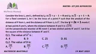 Consider the lines L1 and L2 defined by: L1: x&radic;2+y-1=0 and L2: x&radic;2-y+1=0|Straight Line|JEE Advanced