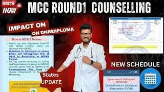 MCC Round 1 counselling ! Impact on DNB/Diploma
