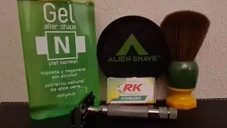 Alien shave Co, solar lime:Rockwell 6C (6plate):R K razorblade:PAA green Ray brush.