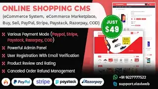 Online Shopping CMS eCommerce System, eCommerce Marketplace, PayPal, Stripe, Razorpay, COD