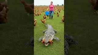 Crocodile Attacks in the Chicken Farm Unexpected Chaos Unfolds #wildlife #danger #farming