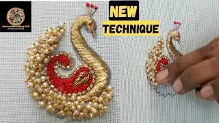 simple Aari work peacock design || blouse design || #aariembroidery2_0 #aariembroidery #Maggamwork