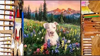How to paint a dog portrait with oil paint | Dog oil painting  | Dog portrait painting