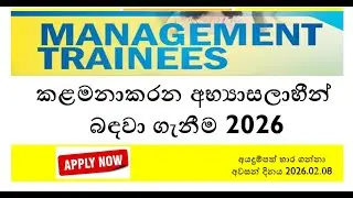 කළමනාකරන අභ්&zwj;යාසලාභීන් බඳවා ගැනීම 2026 | Management Trainees Recruitment 2026