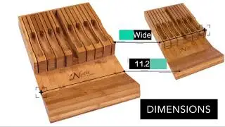 In-Drawer Bamboo Knife Block Holds 16 Knives Without Pointing Up PLUS a Slot for your Knife