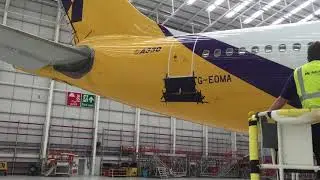 Monarch A330 escape slide deployment.