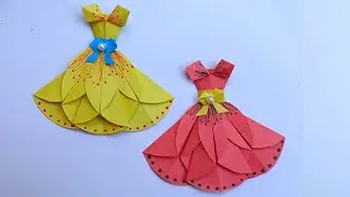 How to make paper Dress | Origami paper doll dress | DIY Paper dress | School project idea | Paper