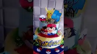 Pok&eacute;mon 2 tier cake chocolate strawberry flavour#pokemon #cake #cakeinspirations #themecakes