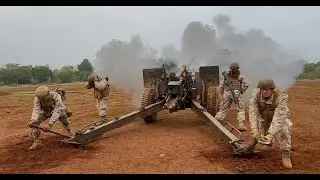 Reservistas del Regimiento de Artillería N° 1 Tacna realizan ejercicio de tiro del obús M101/33