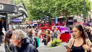 London Summer Street Walk [4K HDR] Leicester Square, Piccadilly Circus, Soho London
