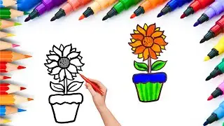 How To Draw cute Flower Drawing, Painting & Coloring For Kids and Toddlers_🌈🎨