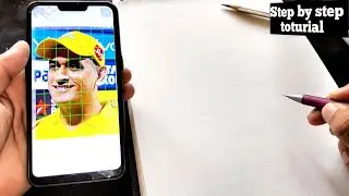 Ms dhoni drawing | Ms dhoni pencil sketch drawing outline toturial