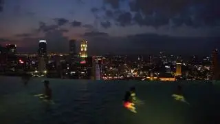 Marina Bay Sands Skypark - Infinity pool at night  HD