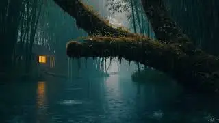 Cabin at Bamboo Forest Rain Sounds (NO ADS) 🌧️ Calm Night by the River of Deep Sleep and Insomnia