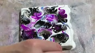Stunning purple blue black white acrylic pour modified bloom coasters with silicone