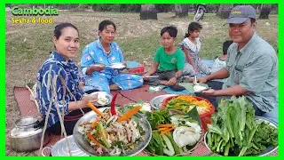 Dinner At The Rice Field After The Rice Plantation! The Rice Plantation In Chhoueng Toek Village.