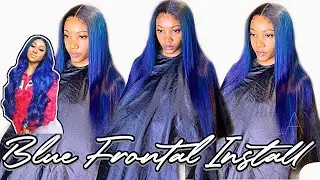 VERY DETAILED LACE FRONTAL WIG INSTALL WITH ESHA WIG GLUE | ARI INSPIRED BLUE HD FRONTAL SEW IN