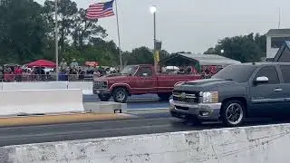 and another boosted gmc down. Little small block Ford will run. stock suspension street truck