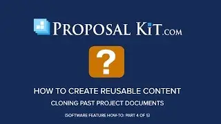 How to Create Reusable Content - Clone Existing Project Documents
