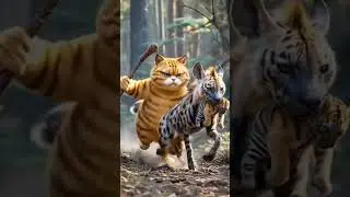 Cat and Hyena #funnyanimals #catstory #funny #catvscroc #funnycat #china #viral #foryou #car#fyp