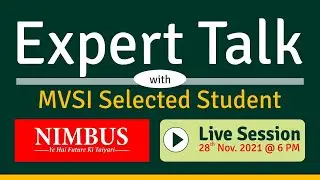 Expert Talk With MVSI Selected Student | Engineers Academy | NIMBUS | Join @6 PM on 28th Nov. 2021