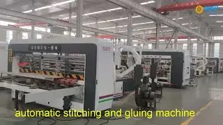 Full automatic folding gluing stitching machine for box #supplier